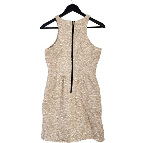 Zara Cream‎ Gold Metallic Thread Fit & Flair Sleeveless Dress - Picture 2 of 8